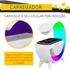 Luminária Bluetooth com Carregador Sem Fio e Despertador