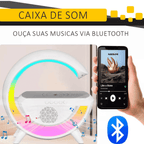 Luminária Bluetooth com Carregador Sem Fio e Despertador