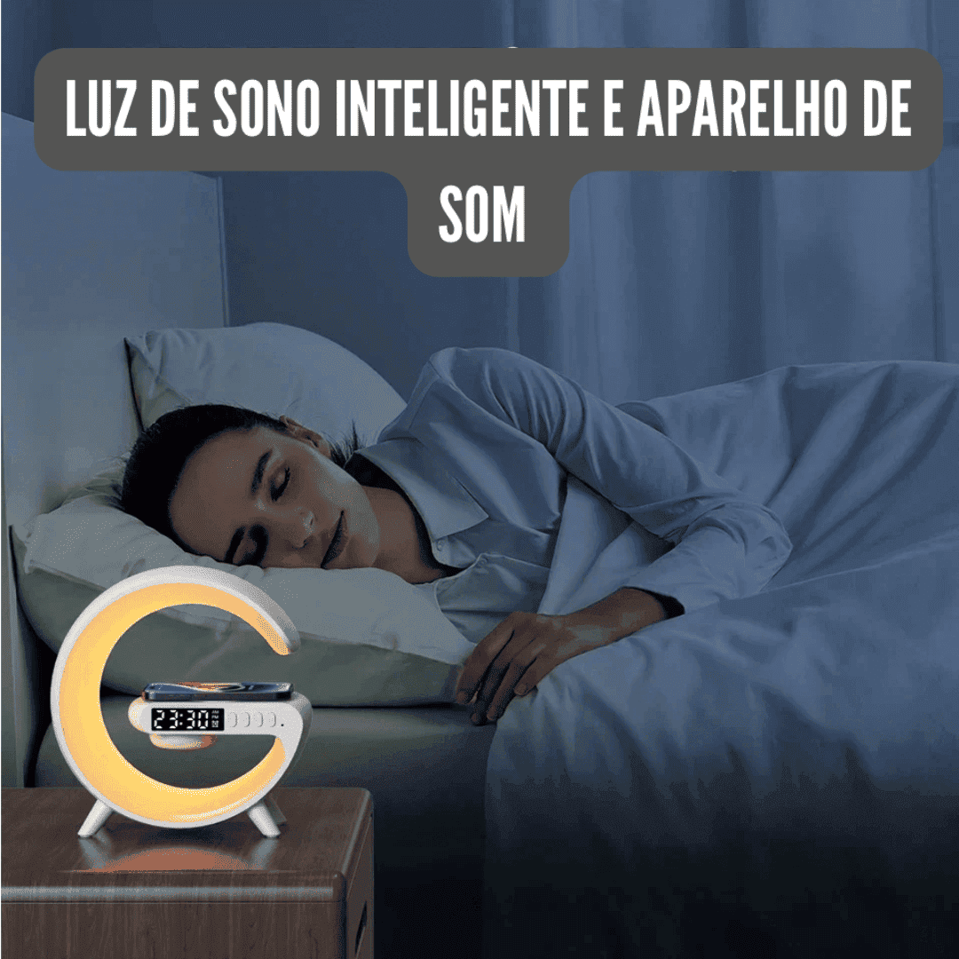 Luminária Bluetooth com Carregador Sem Fio e Despertador