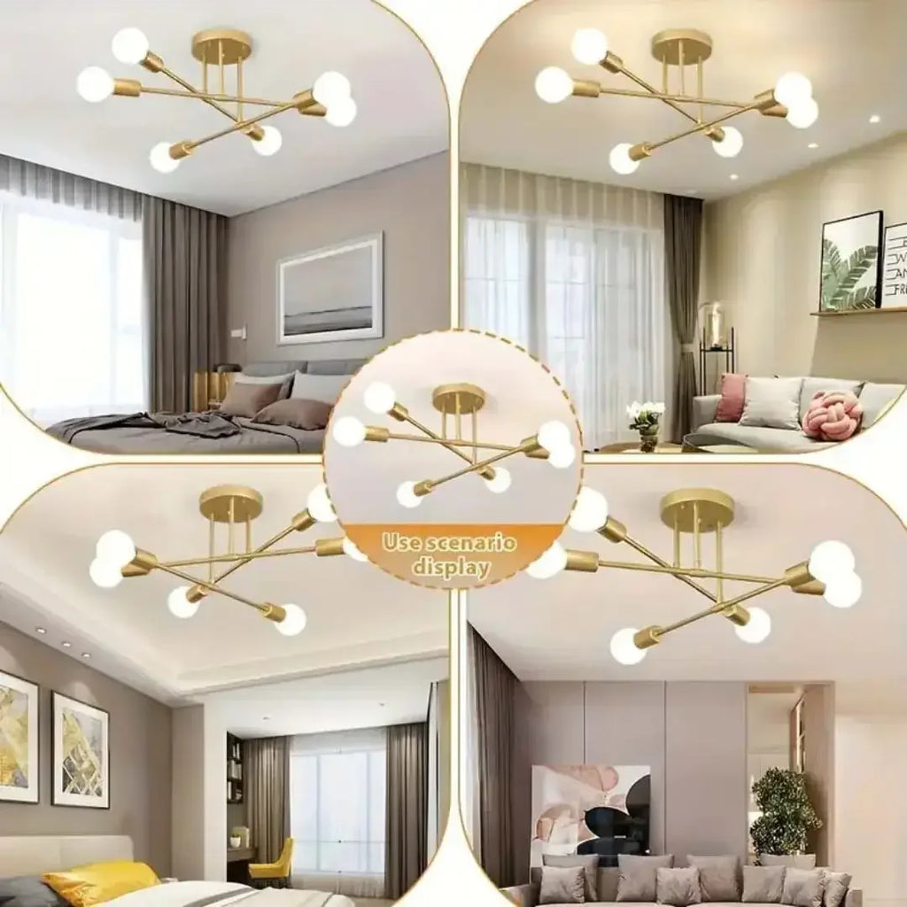 Lustre de Teto Moderno 6 Lâmpadas – Design Geométrico
