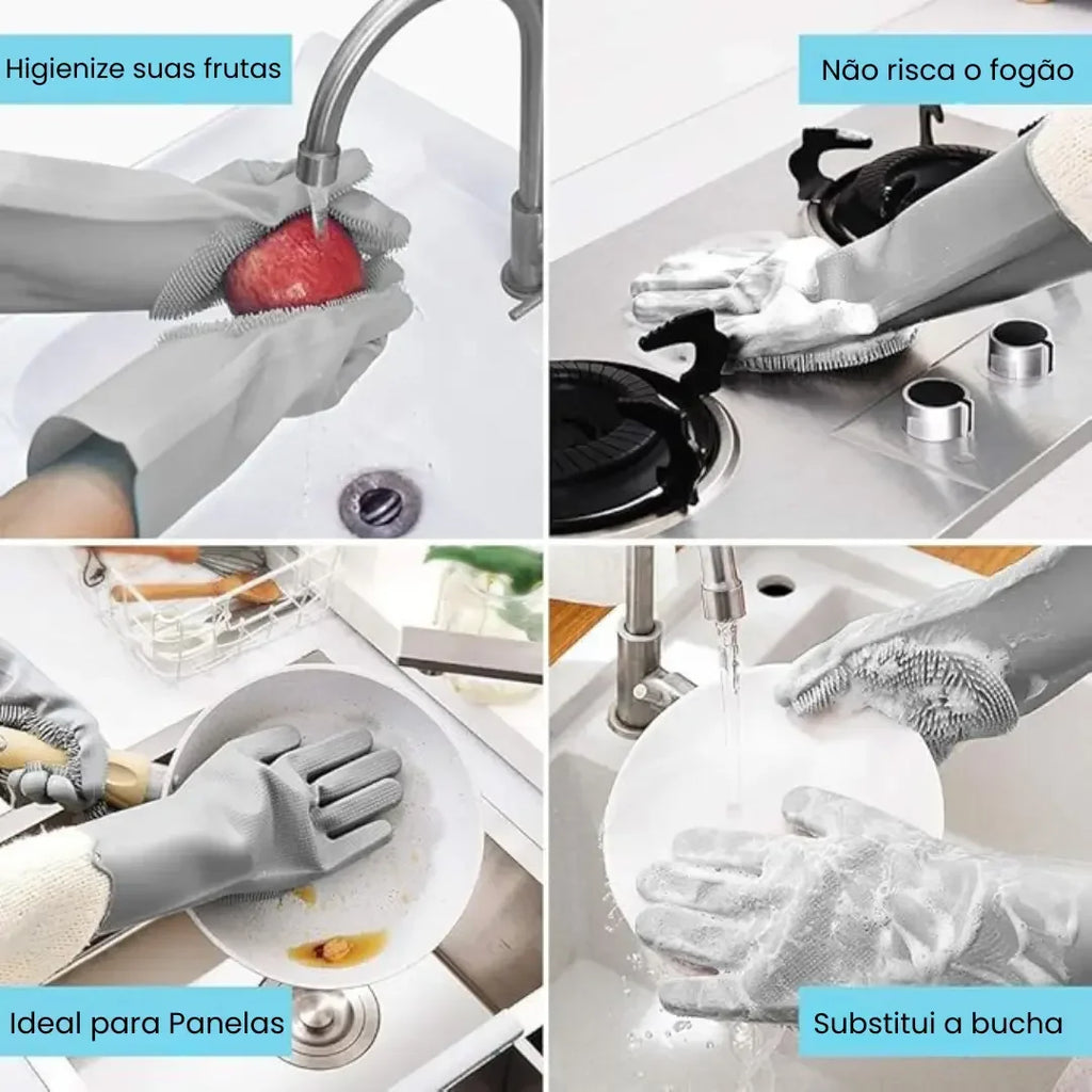 Luva de Limpeza em Silicone Multiuso