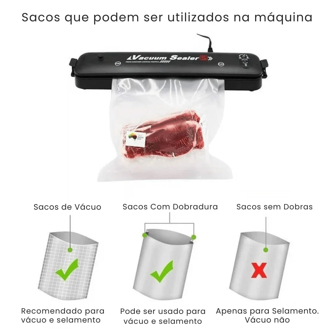 Seladora a Vácuo Automática Portátil – Conserva Alimentos por Até 10x Mais Tempo