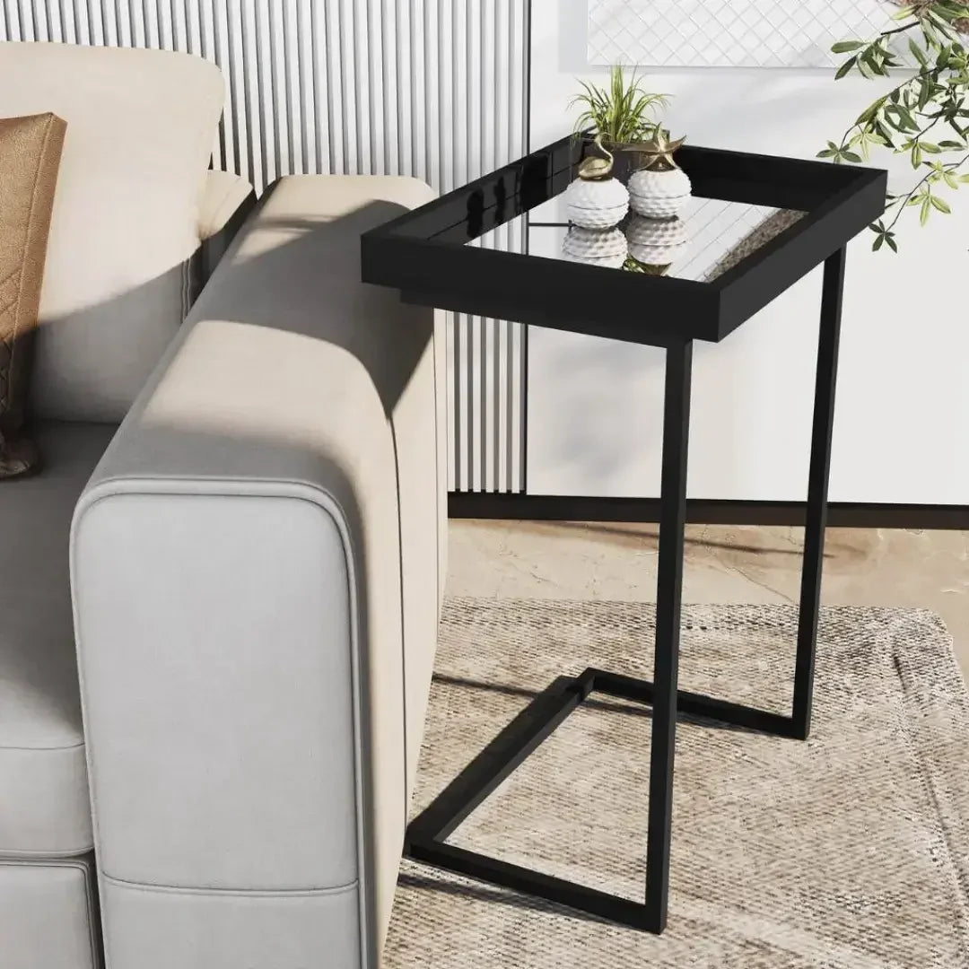 Mesa Lateral de Apoio Sofá Com Espelho