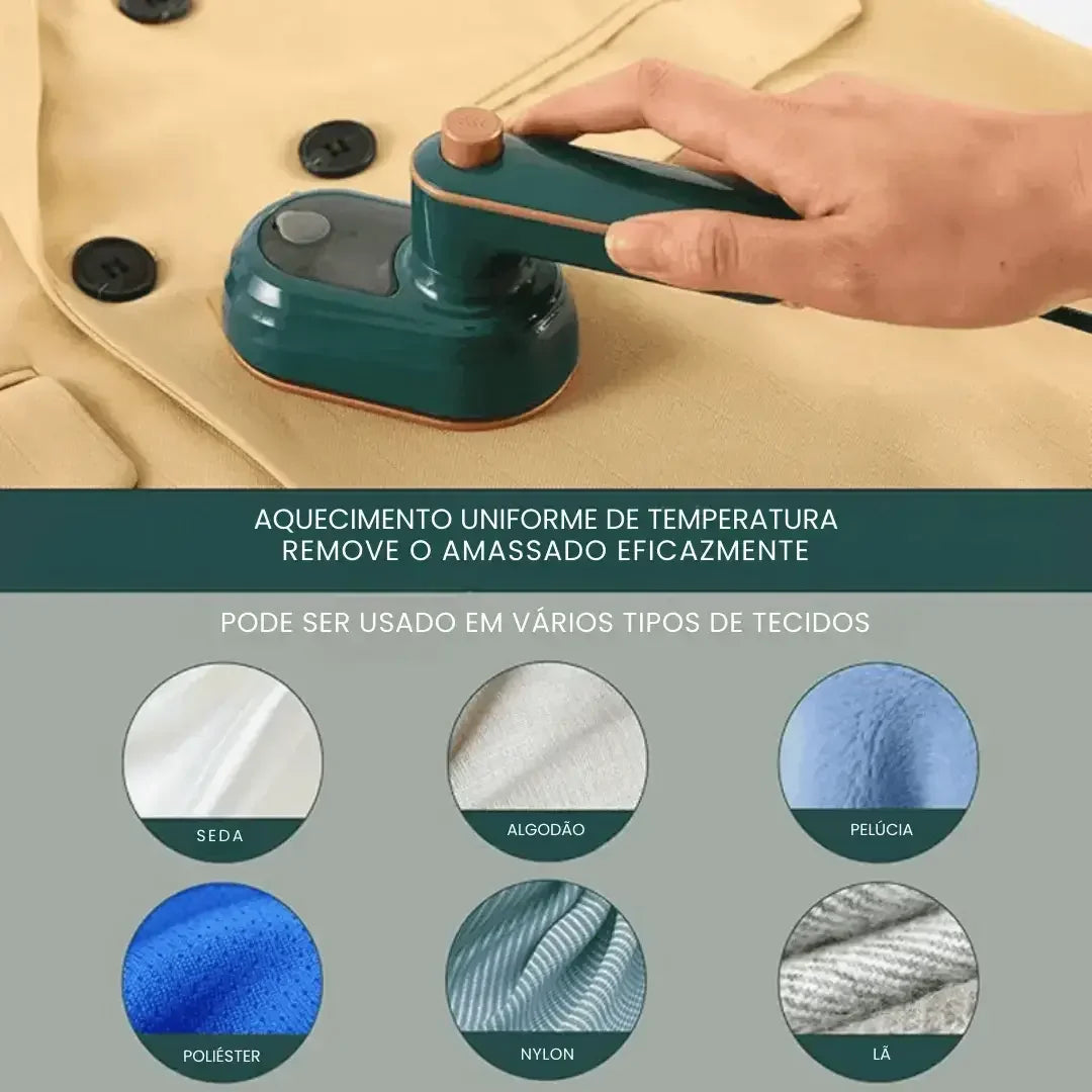 Mini Ferro de Passar a Vapor Portátil Bivolt