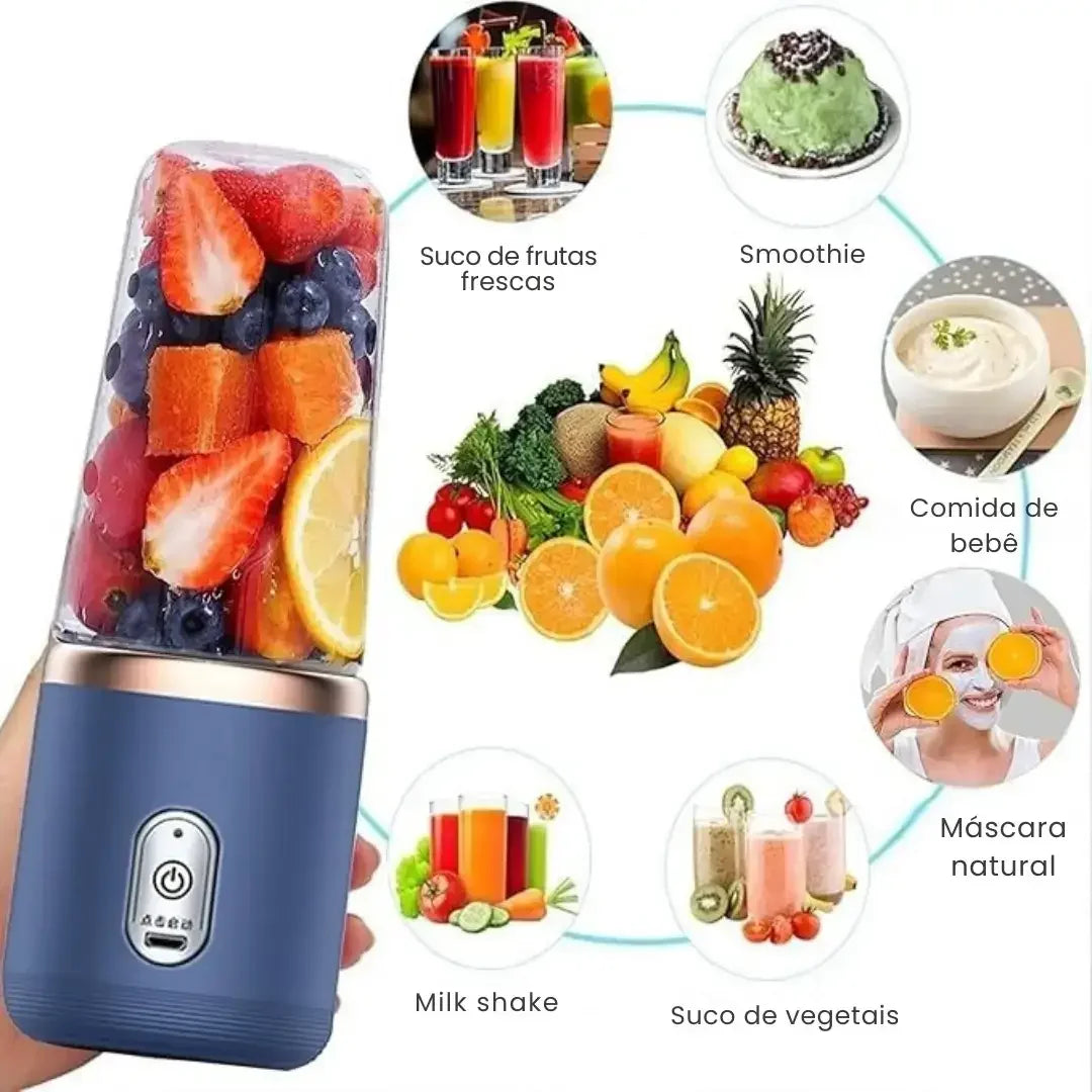 Mini Liquidificador Elétrico Portátil com Copo Extra