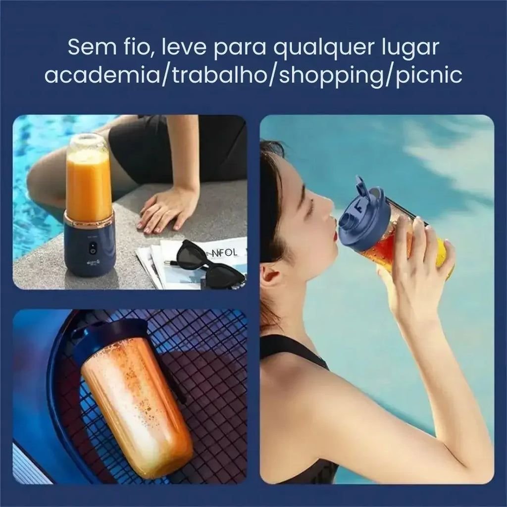 Mini Liquidificador Elétrico Portátil com Copo Extra