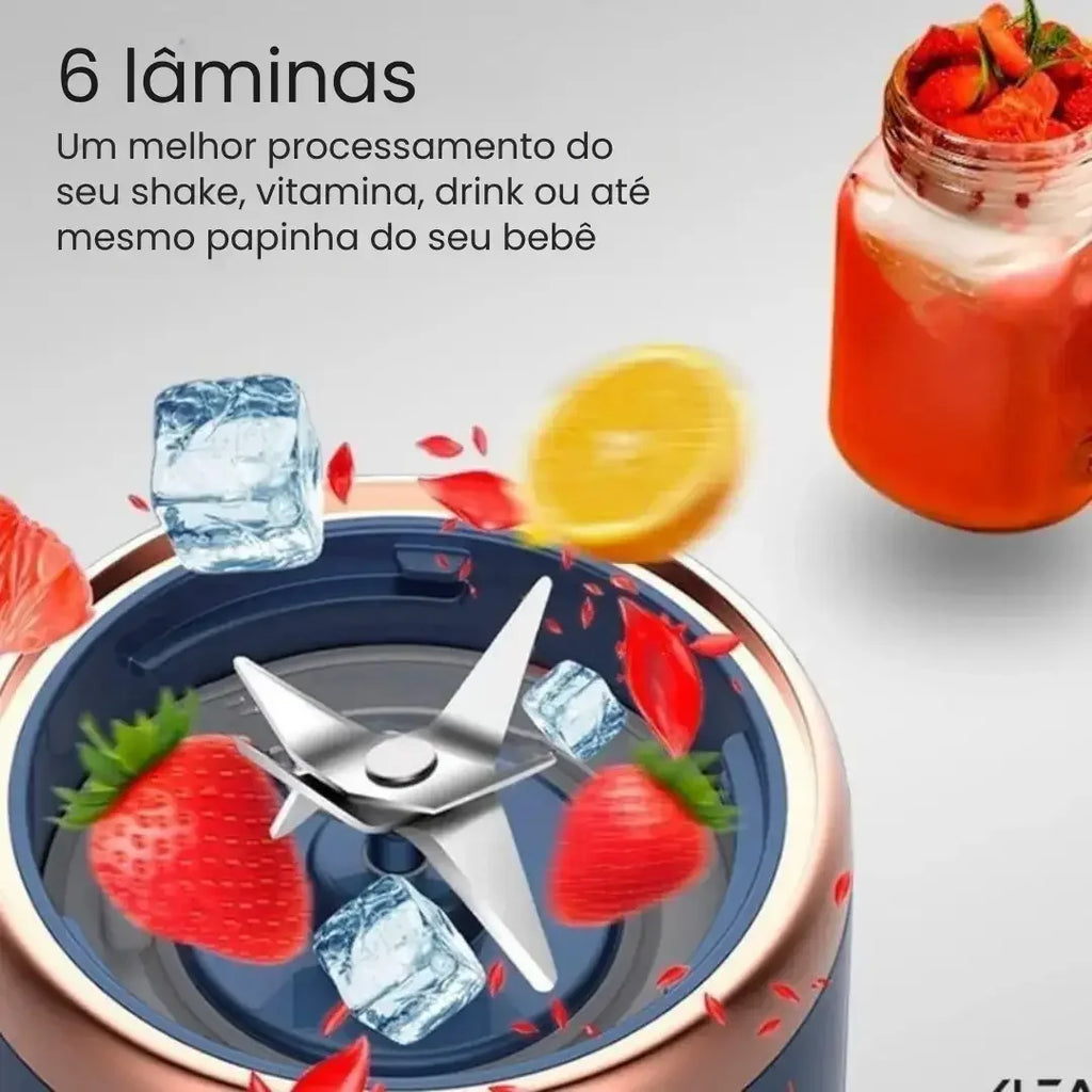 Mini Liquidificador Elétrico Portátil com Copo Extra