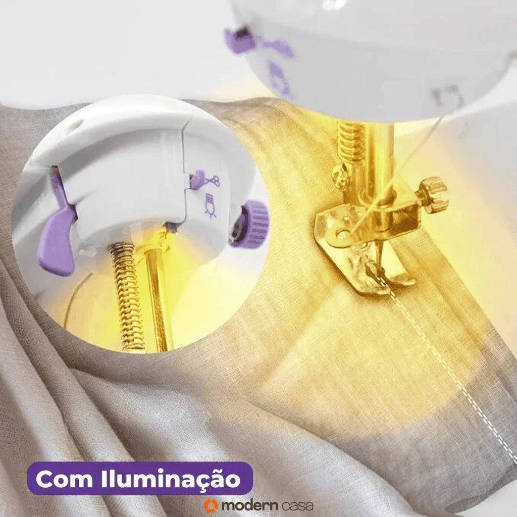 Mini Máquina de Costura Portátil Elétrica com Pedal