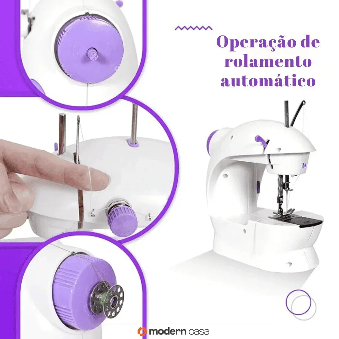 Mini Máquina de Costura Portátil Elétrica com Pedal