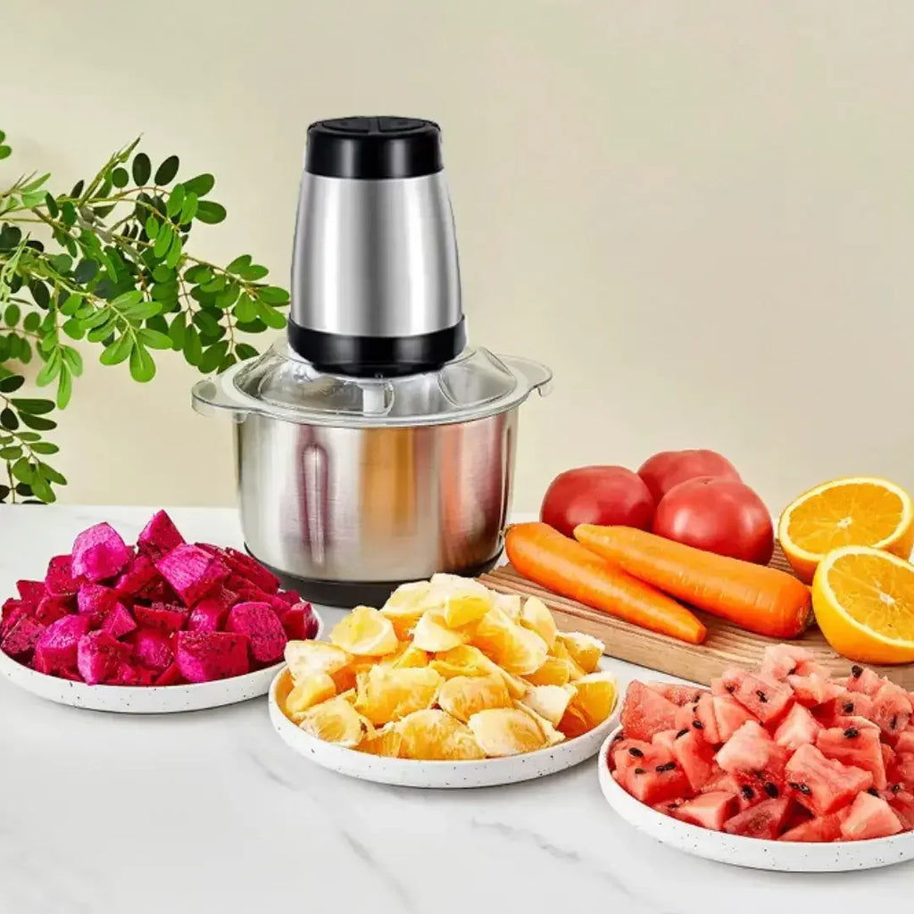 Moedor e Triturador de Alimentos Elétrico 300W em Aço Inox