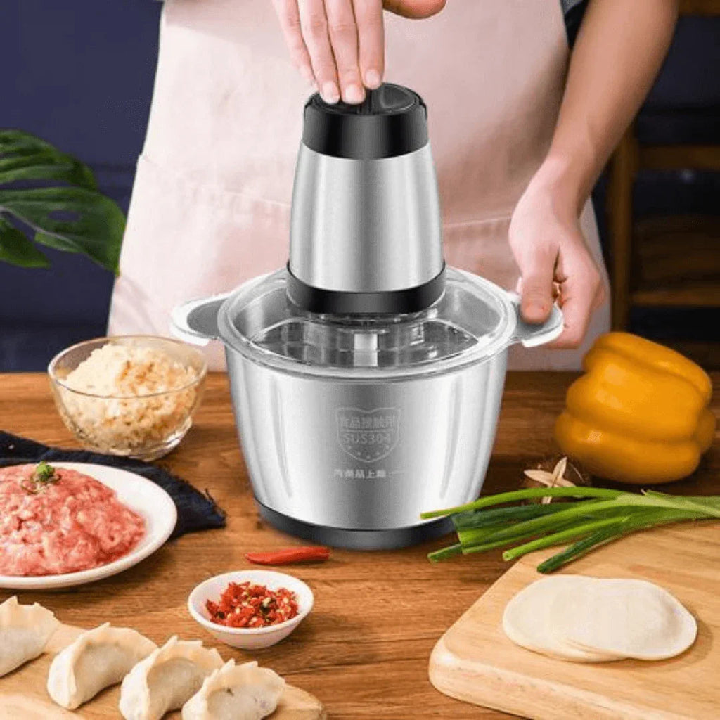 Moedor e Triturador de Alimentos Elétrico 300W em Aço Inox