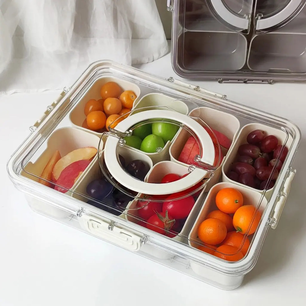 Organizador Hermético Em Acrílico com 8 Divisórias – para Frutas, Legumes e Alimentos