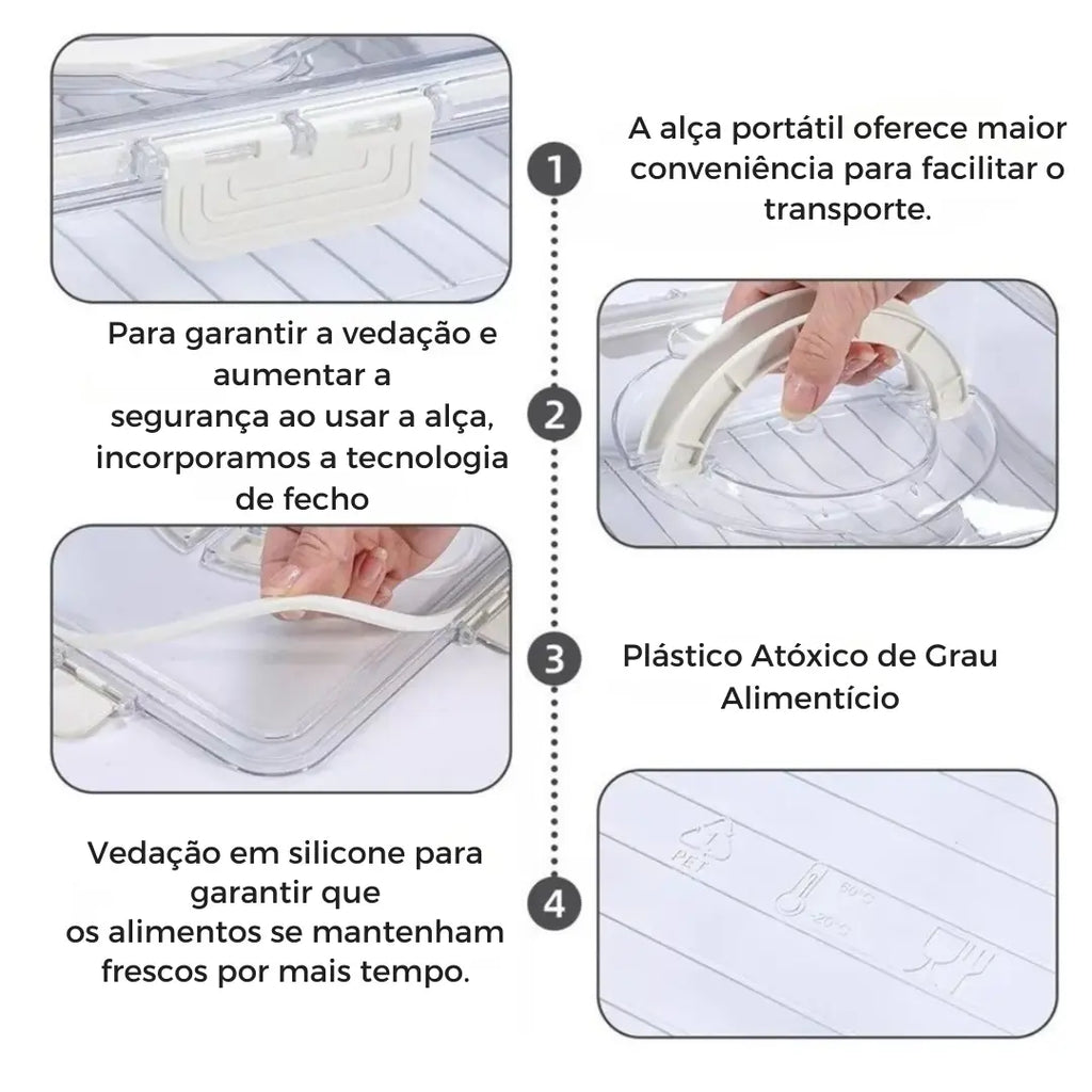 Organizador Hermético Em Acrílico com 8 Divisórias – para Frutas, Legumes e Alimentos
