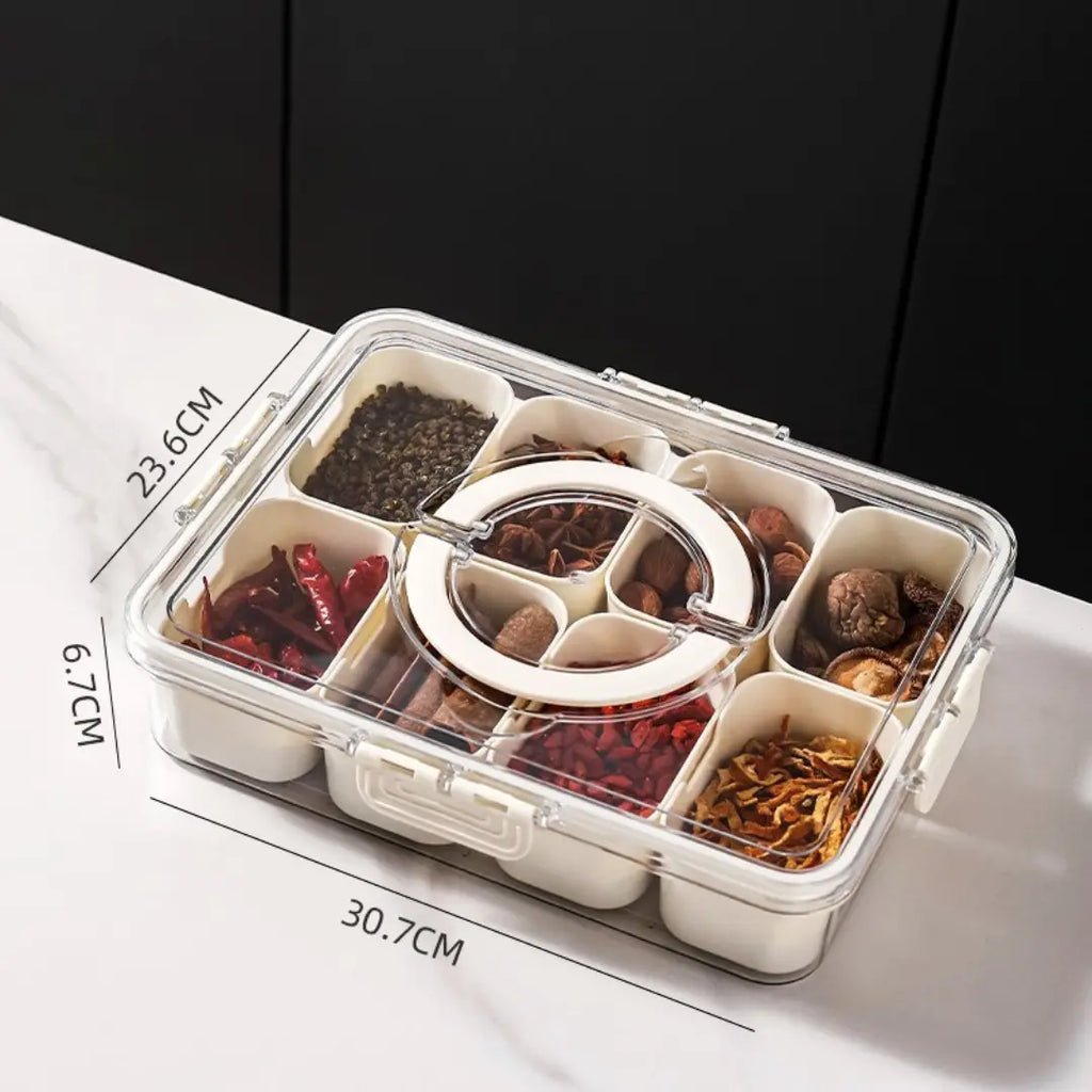 Organizador Hermético Em Acrílico com 8 Divisórias – para Frutas, Legumes e Alimentos