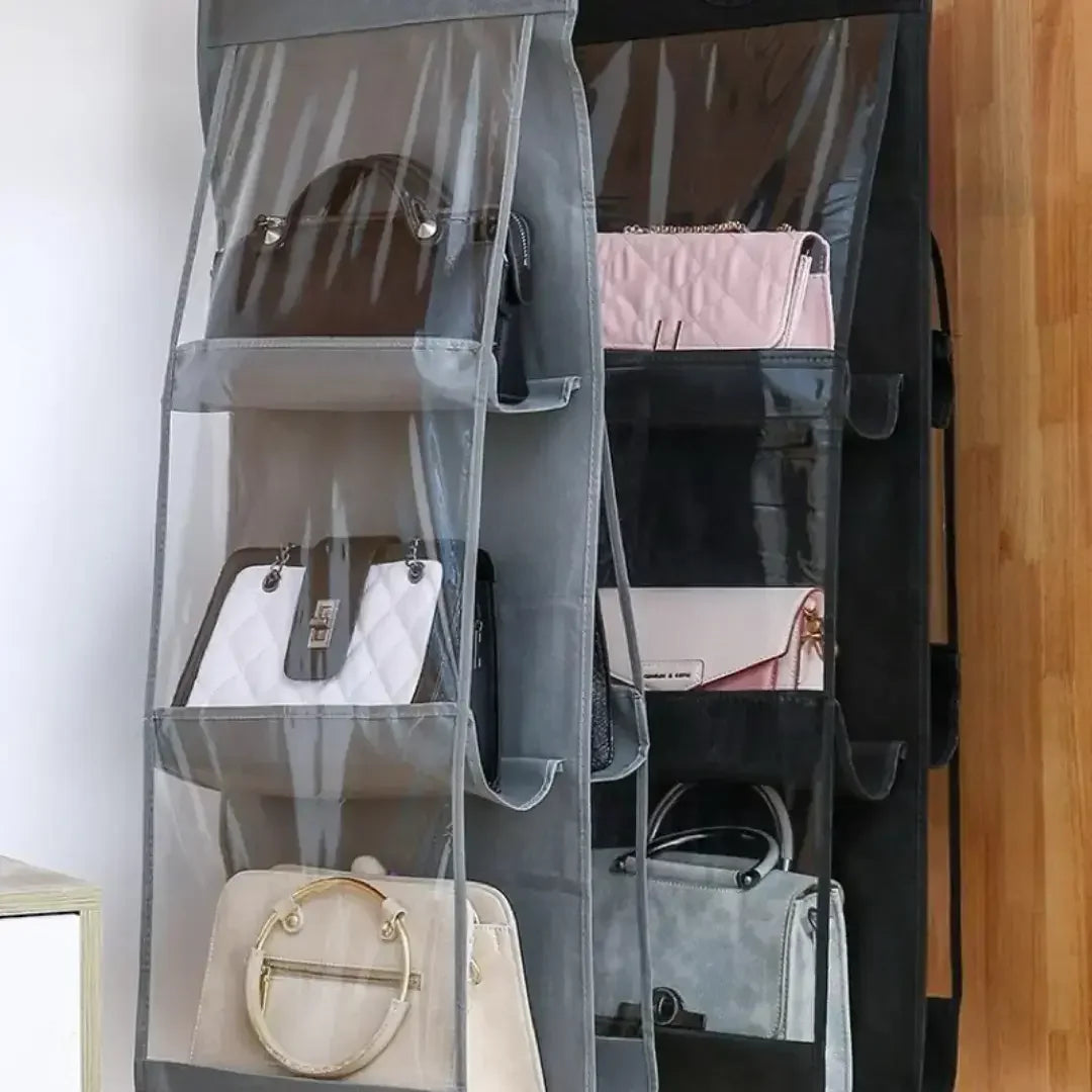 Organizador De Bolsas Multiuso Com Cabide Para Guarda Roupas