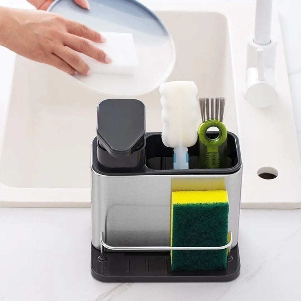 Organizador de Pia 3 em 1 com Dispenser de Detergente