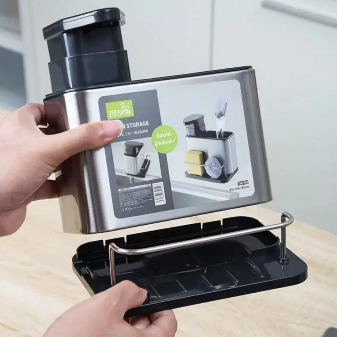 Organizador de Pia 3 em 1 com Dispenser de Detergente