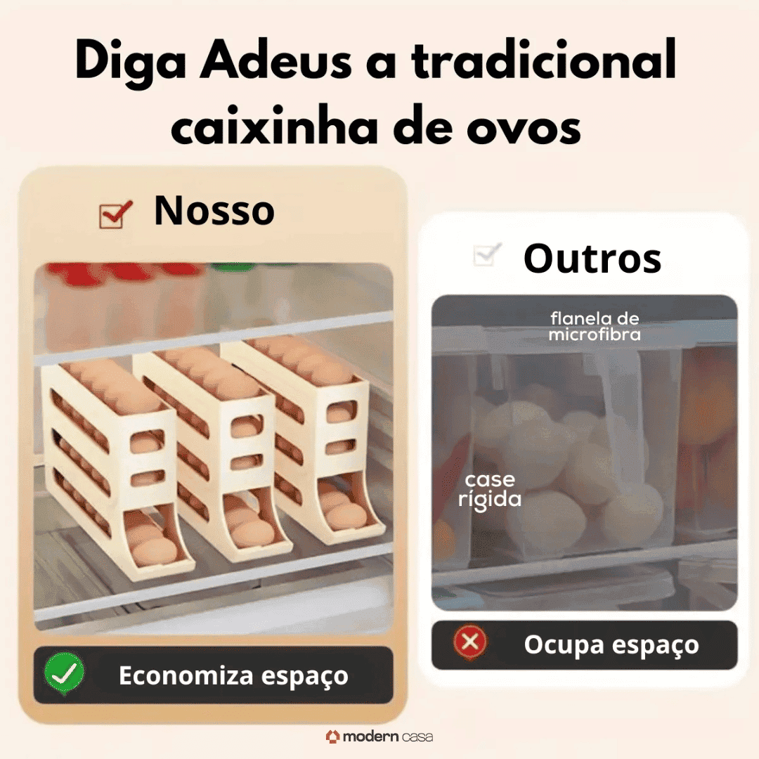 Organizador Porta-Ovos com Rolagem Automática 4 andares
