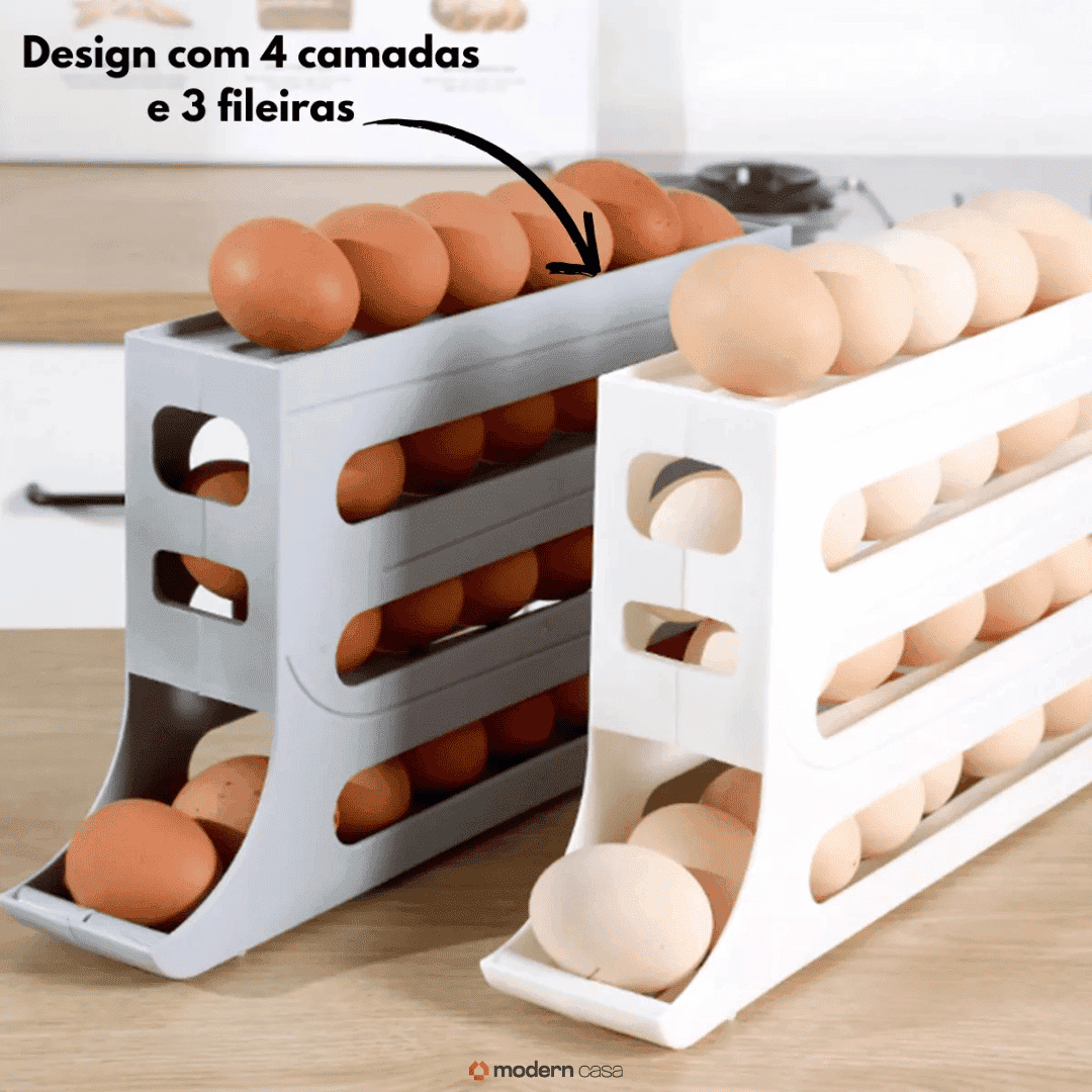 Organizador Porta-Ovos com Rolagem Automática 4 andares