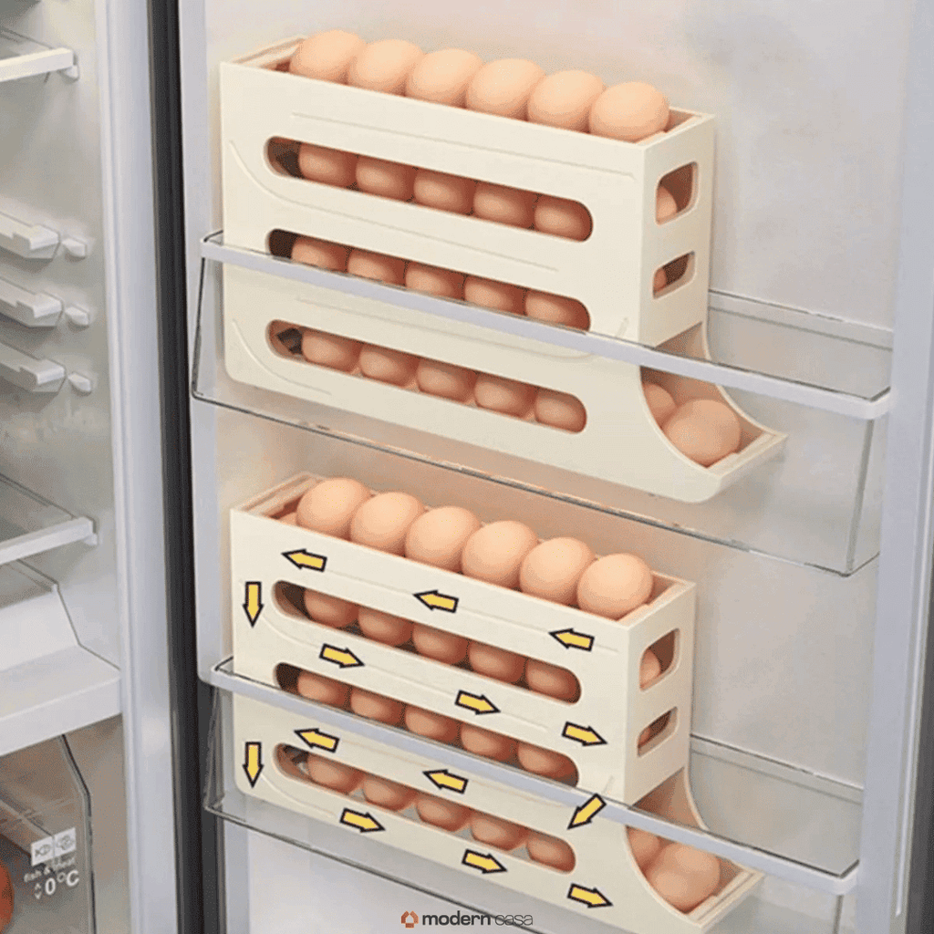 Organizador Porta-Ovos com Rolagem Automática 4 andares