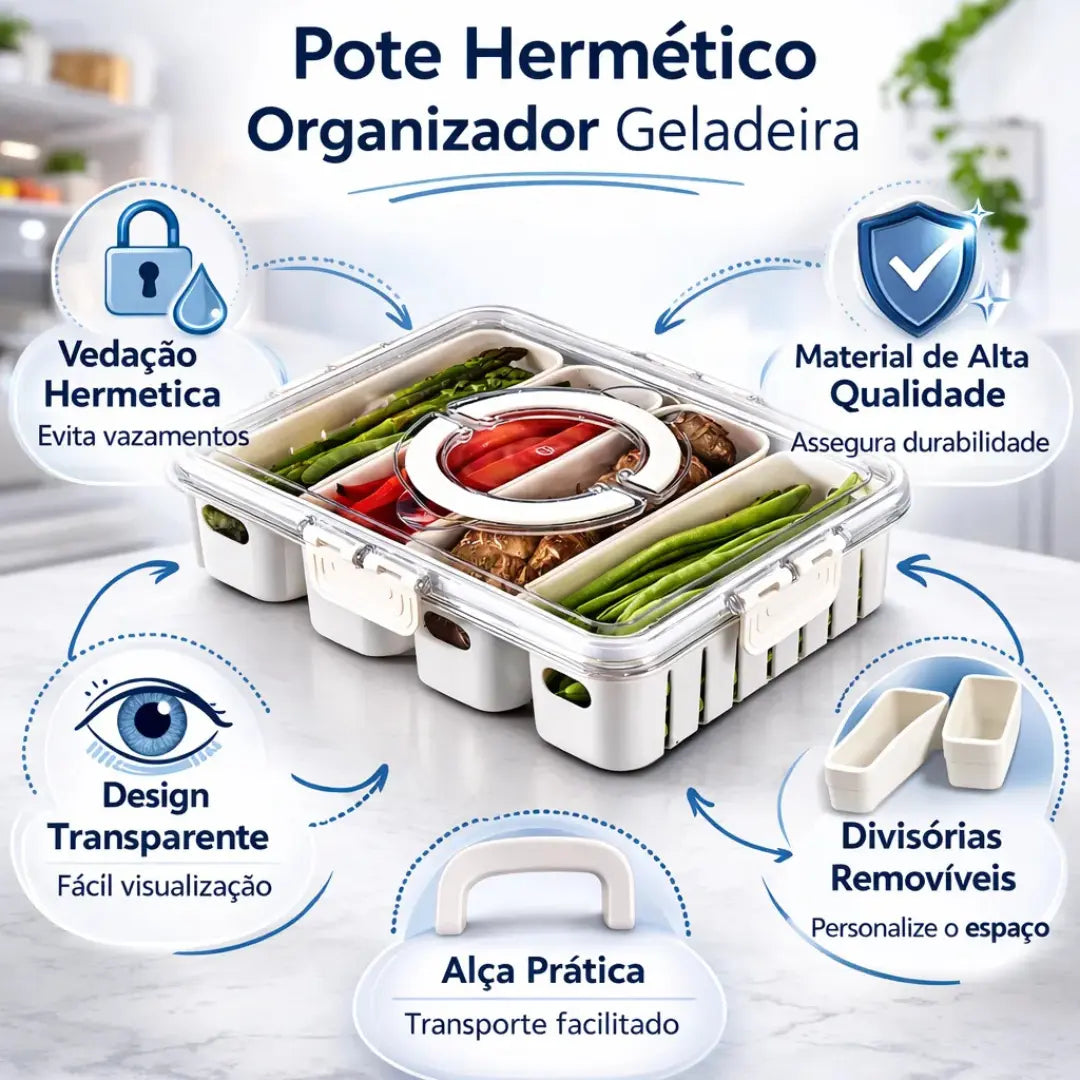 Pote Hermético Organizador com 4 Divisórias
