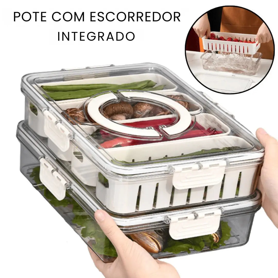 Pote Hermético Organizador com 4 Divisórias