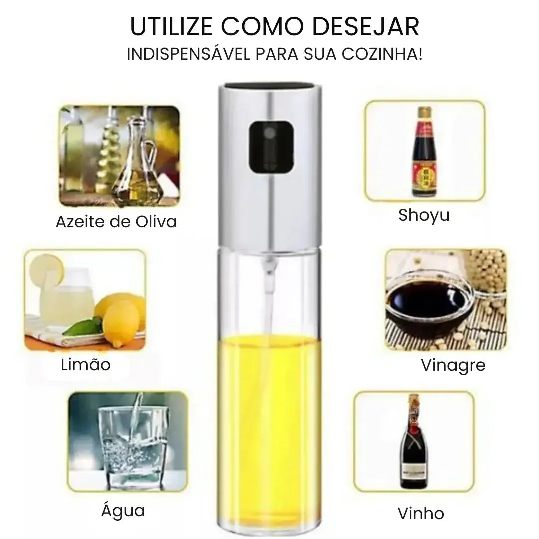 Pulverizador Spray para Óleo e Azeite 100ml de Vidro – Controle Preciso e Alimentação Mais Saudável