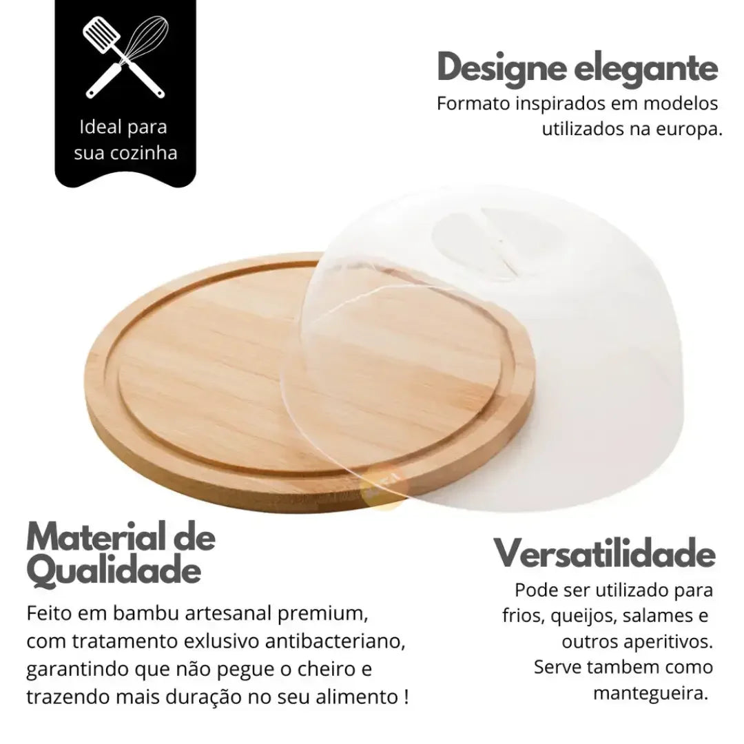 Queijeira em Bambu Com Tampa