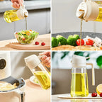 Porta Azeite Spray 2 em 1 de Vidro 465ml – Pulverizador de Óleo para Air Fryer, Saladas e Cozinha