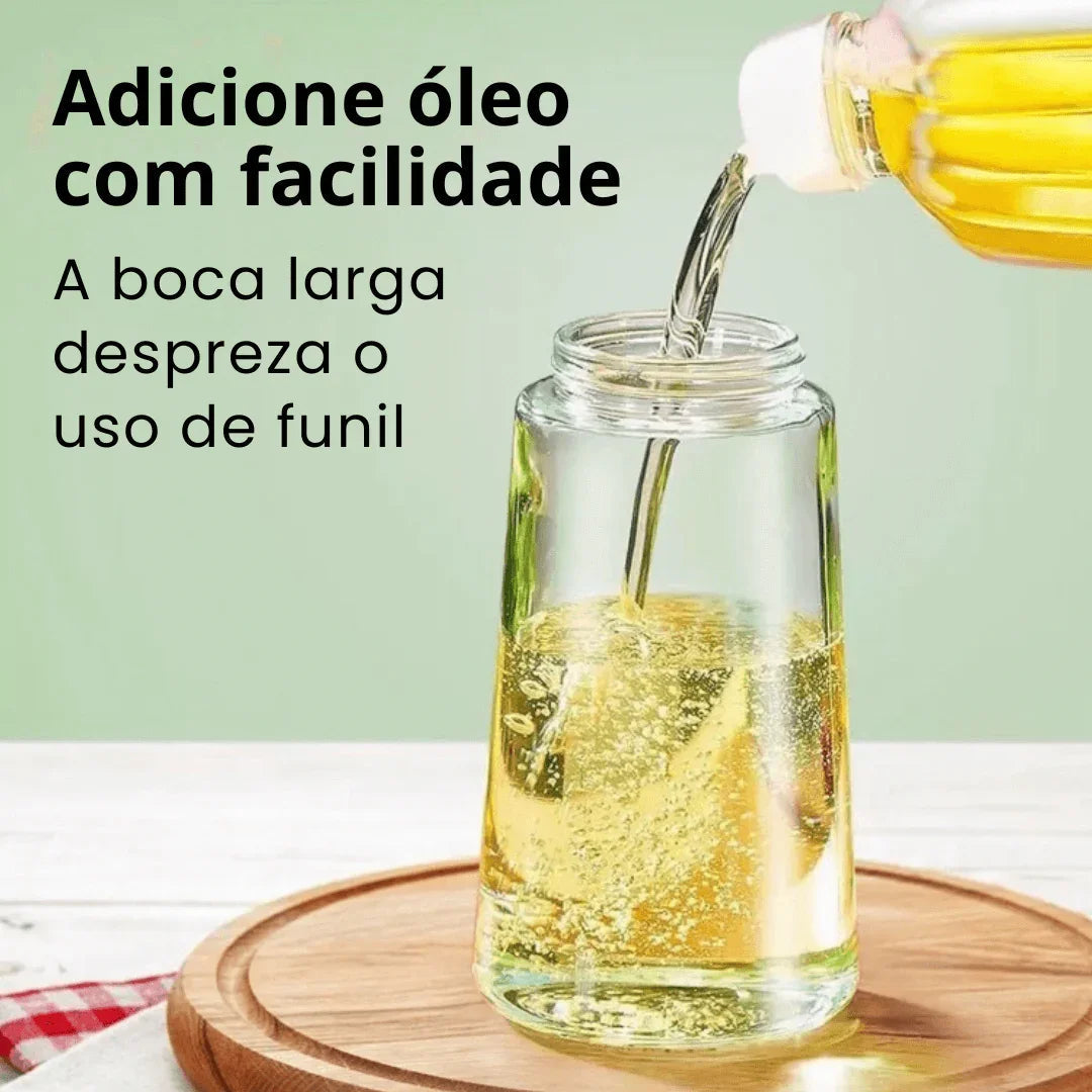 Porta Azeite Spray 2 em 1 de Vidro 465ml – Pulverizador de Óleo para Air Fryer, Saladas e Cozinha