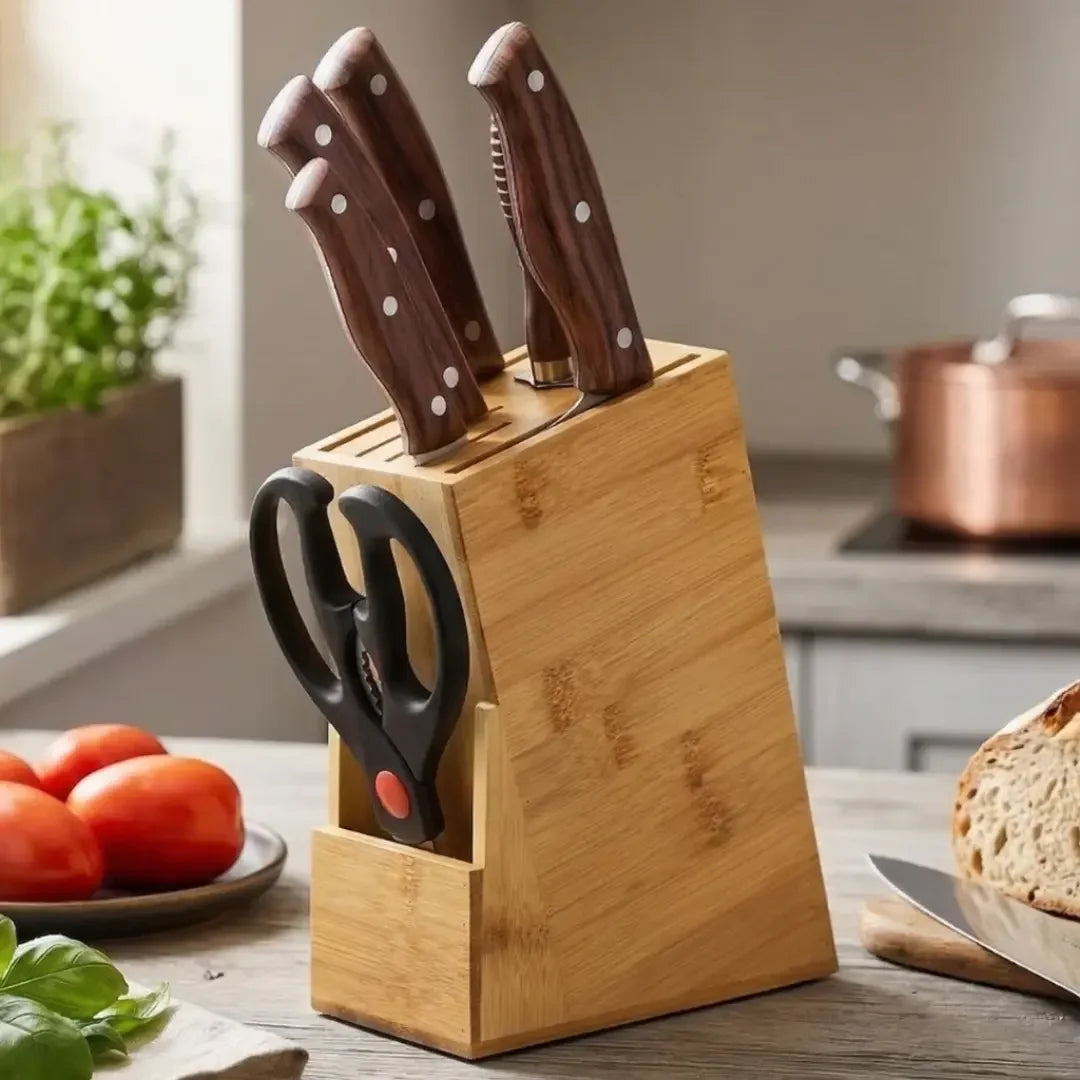 Suporte Organizador de Facas em Bambu Natural