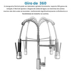 Torneira Gourmet Cozinha Flexível com Ducha Dupla 360°