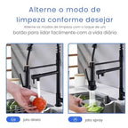 Torneira Gourmet Cozinha Preta Flexível com Ducha Dupla 360°