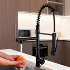 Torneira Gourmet Cozinha Preta Flexível com Ducha Dupla 360°