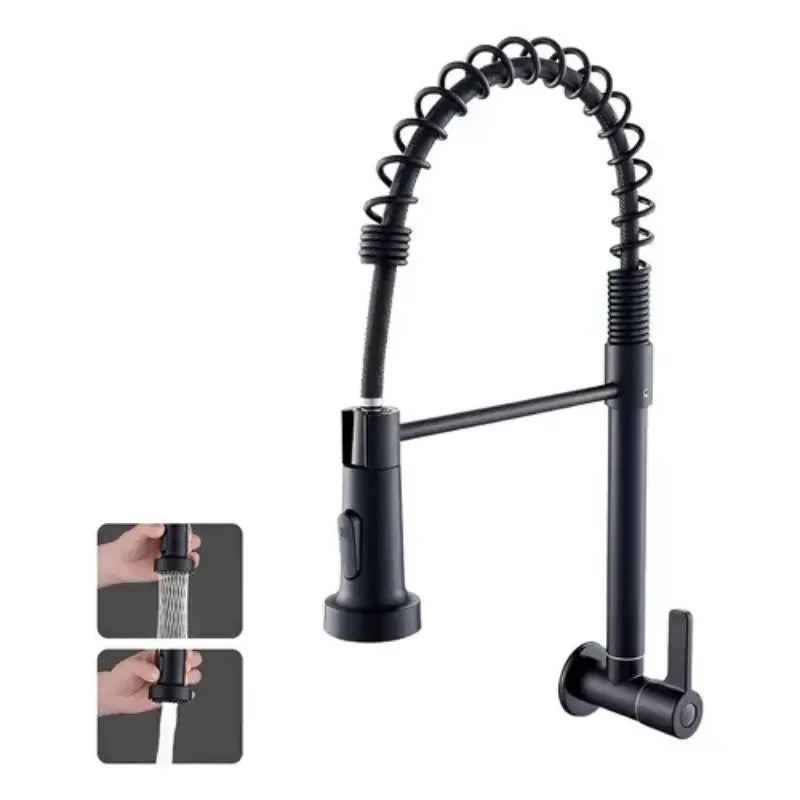 Torneira Gourmet Cozinha Preta Flexível com Ducha Dupla 360°