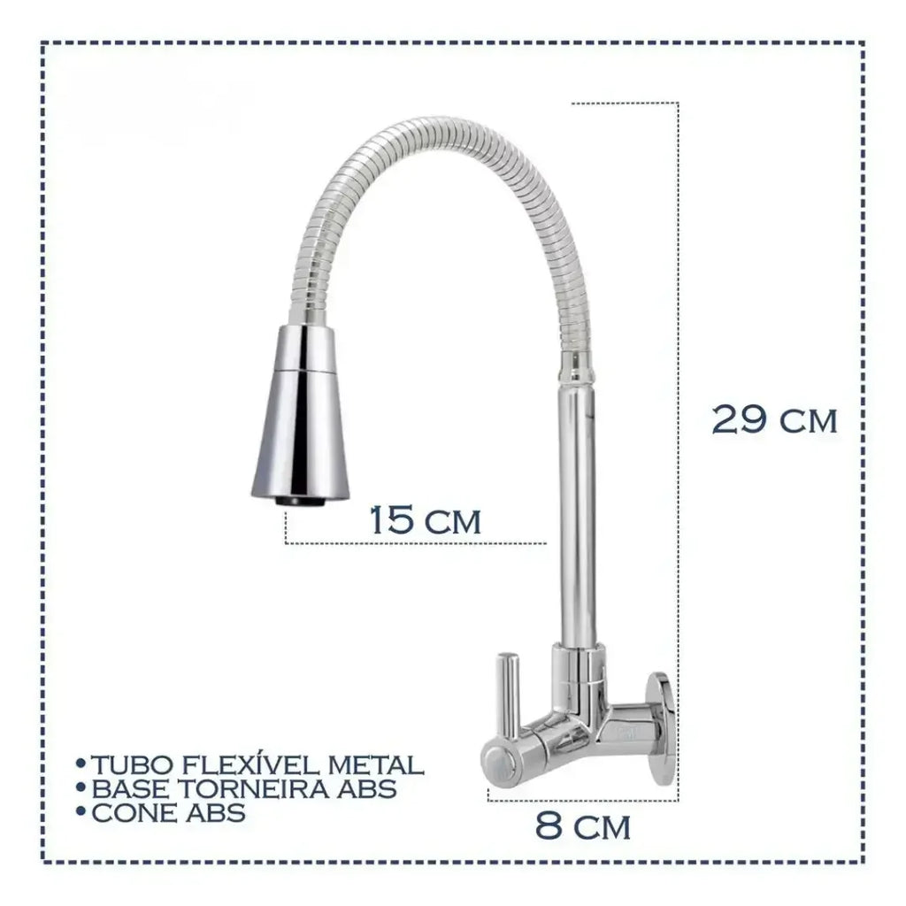 Torneira de Cozinha 360° com Tubo Flexível em Aço Inoxidável