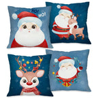 Kit com 4 Capas para Almofadas Decorativas Natal Papai Noel